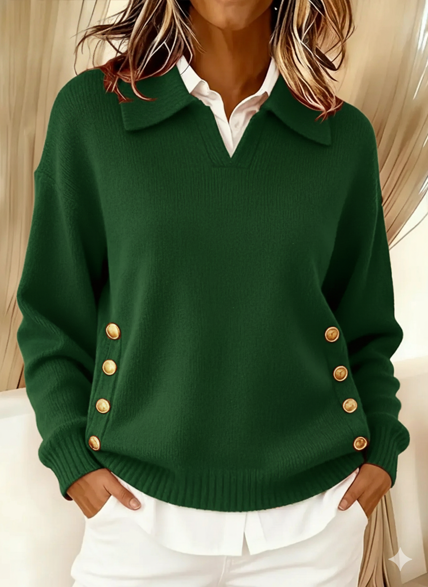 Women's Collared V-Neck Pullover Sweater