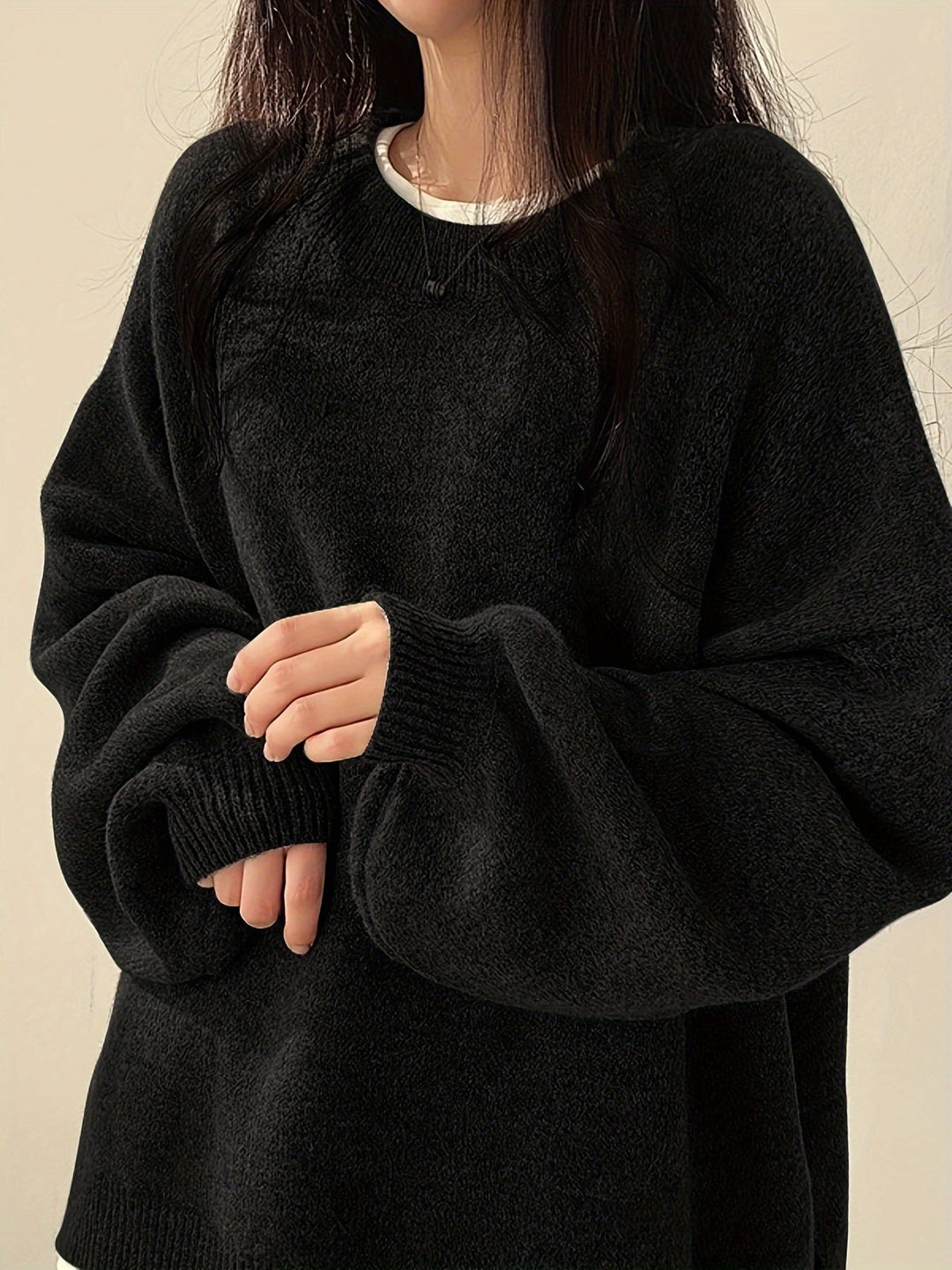 Women’s Casual Split Hem Long Sleeve Pullover Sweater