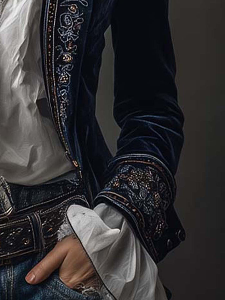 Women’s Long Vintage Embroidered Jacket