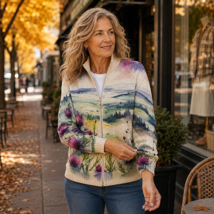 Women’s Artistic Zip Up Cardigan Sweater