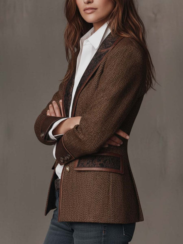 Women’s Tailored Herringbone Paneled Blazer