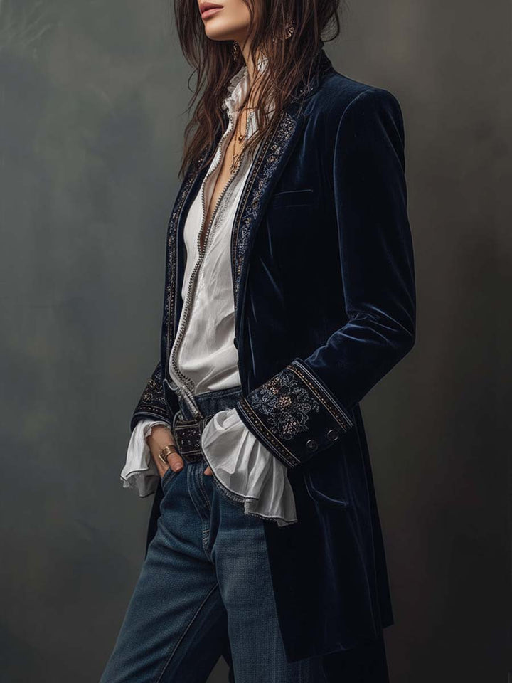 Women’s Longline Vintage Embroidered Jacket