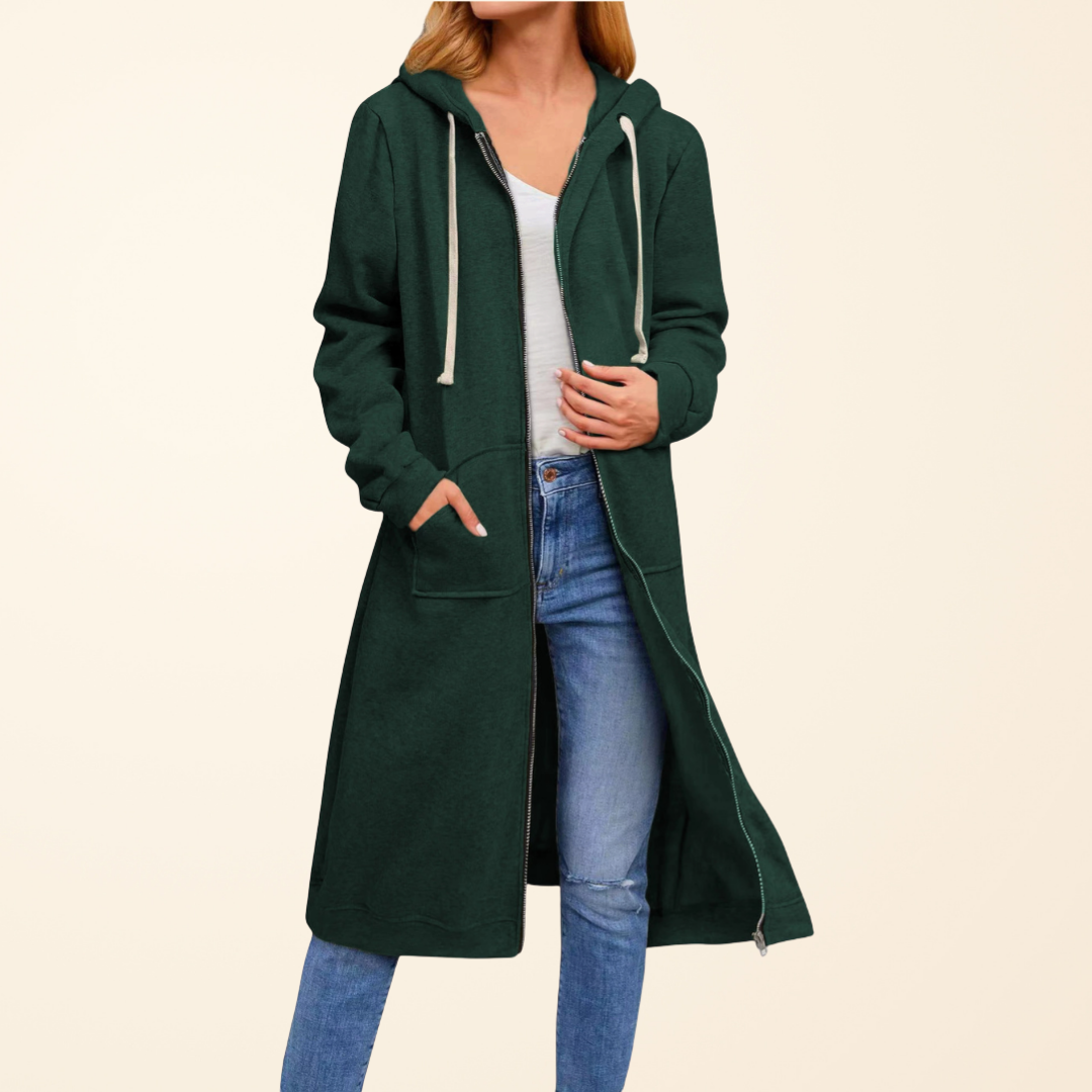 Women’s Relaxed Zip-Up Longline Cardigan