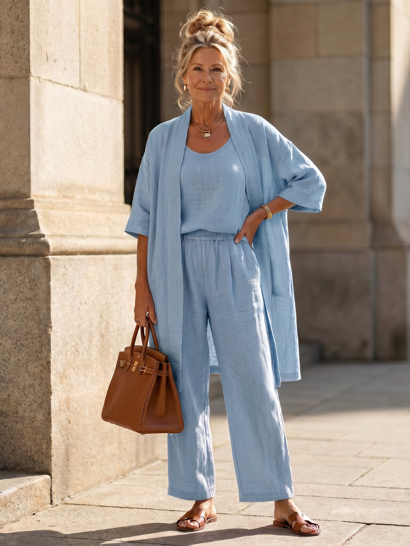 Women’s Three-Piece Relaxed Fit Top And Pants Set