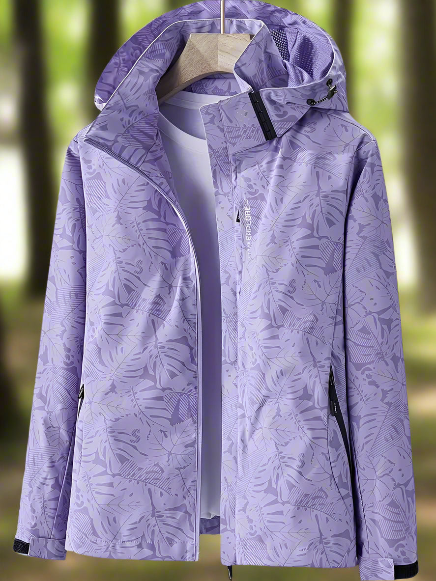 Women’s Leaf Print Lightweight Windbreaker Jacket