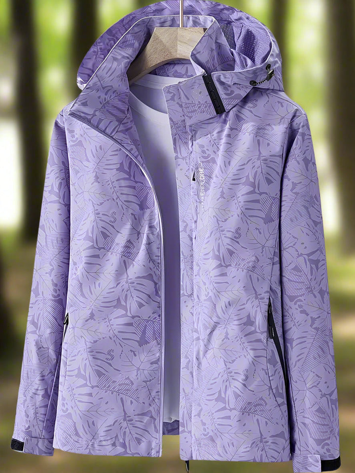 Women’s Leaf Print Lightweight Windbreaker Jacket