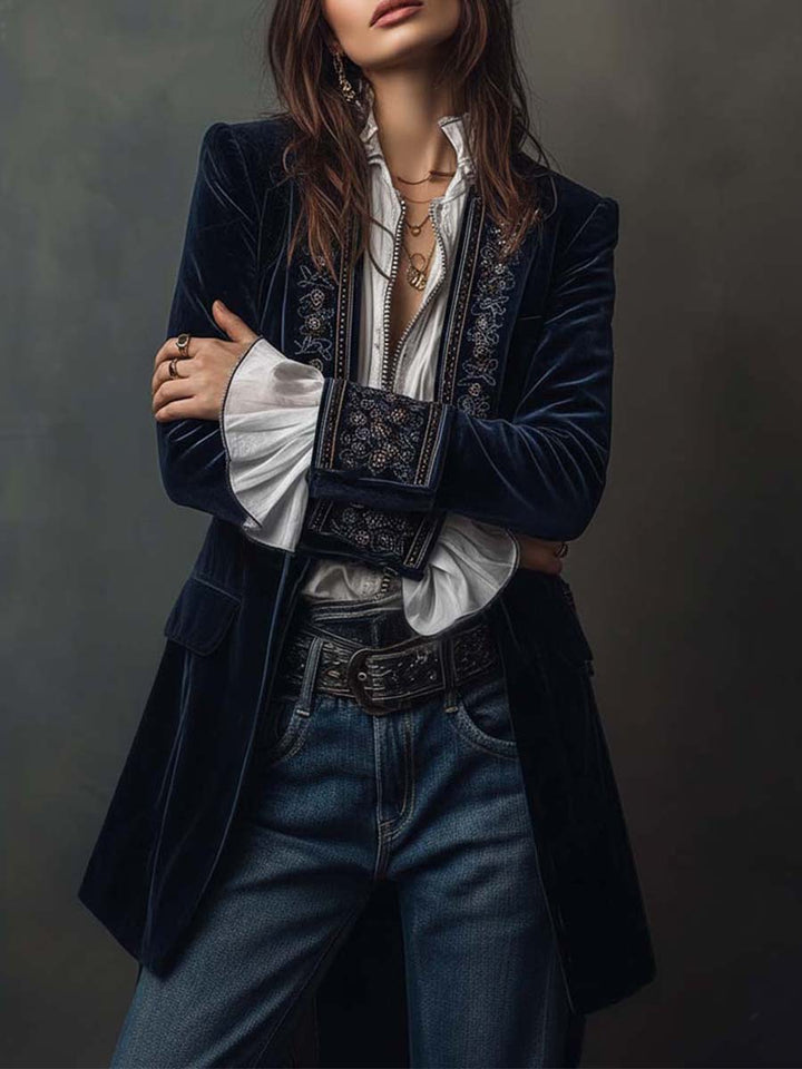 Women’s Embroidered Vintage Longline Jacket