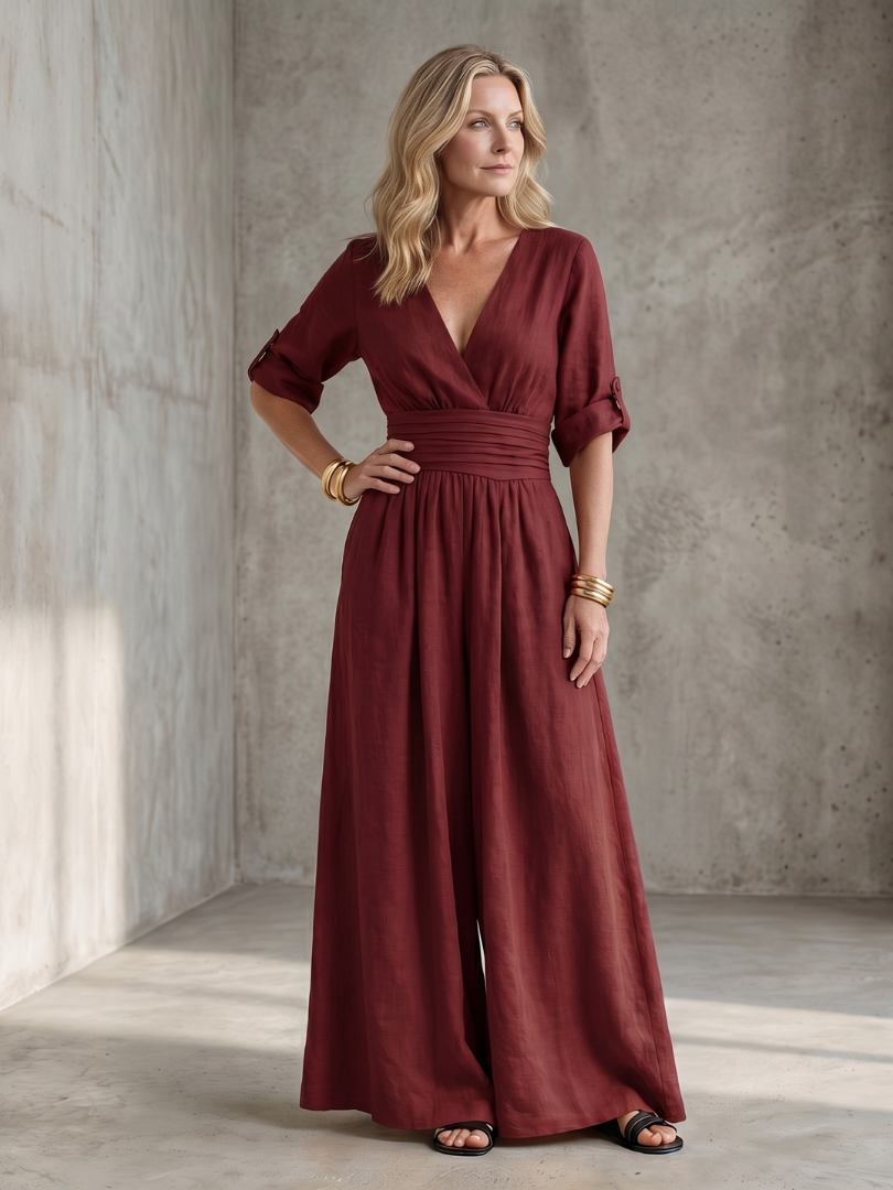 Women’s Cross Front Wide Leg Jumpsuit