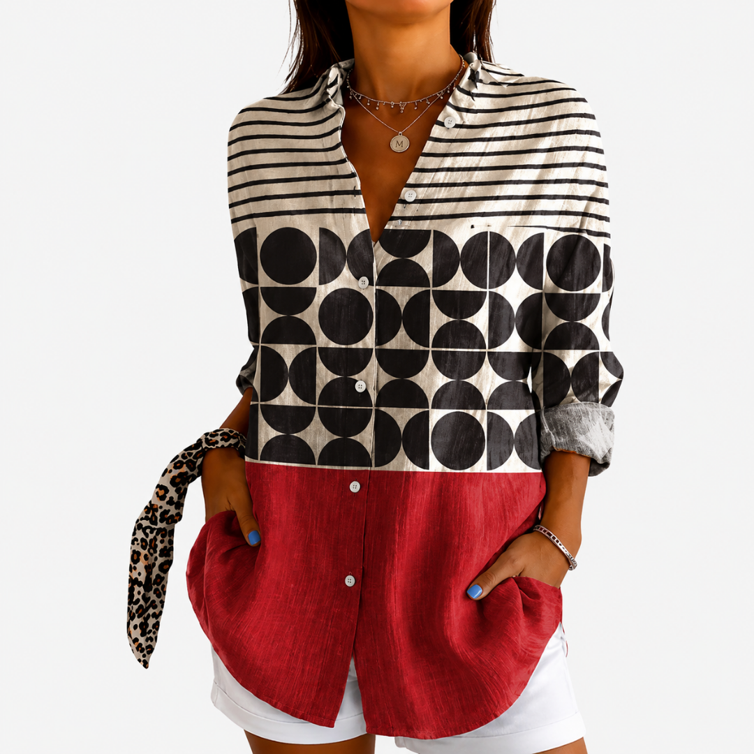 Women’s Retro Colorblock Blouse