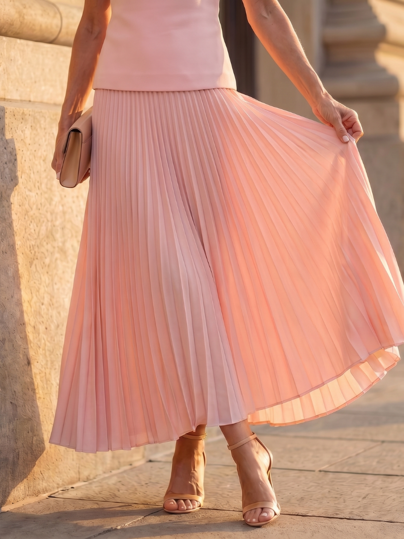 Women’s Structured Bodice Pleated Two-Piece Skirt Set