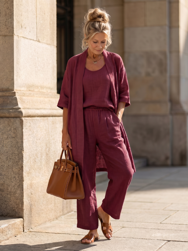 Women’s Three-Piece Relaxed Fit Top And Pants Set