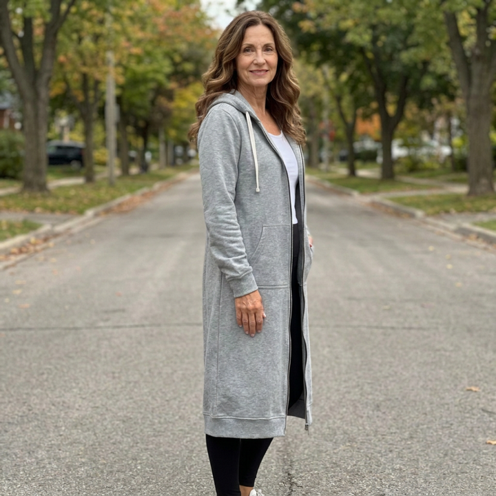Women’s Relaxed Zip-Up Longline Cardigan