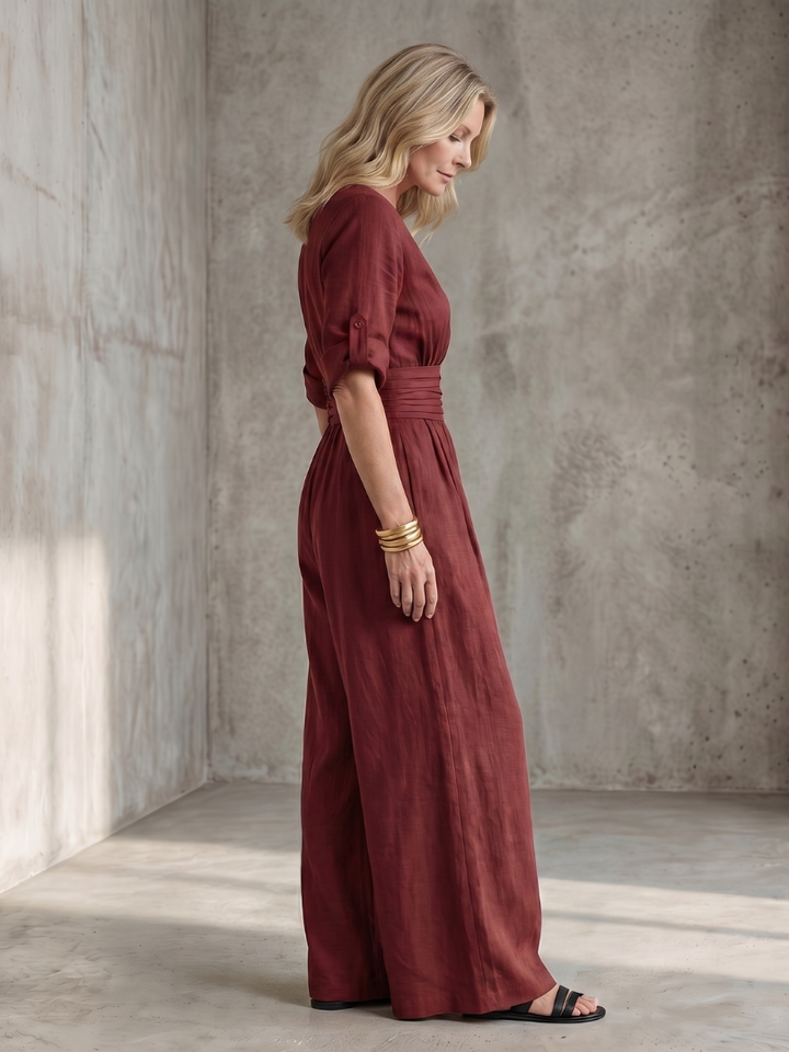 Women’s Cross Front Wide Leg Jumpsuit