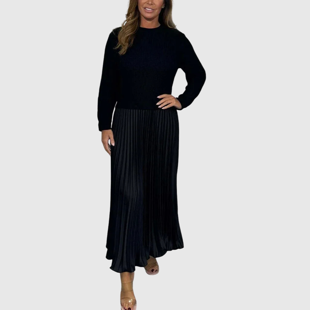 Women’s Two Piece Pleated Maxi Dress And Sweater Set