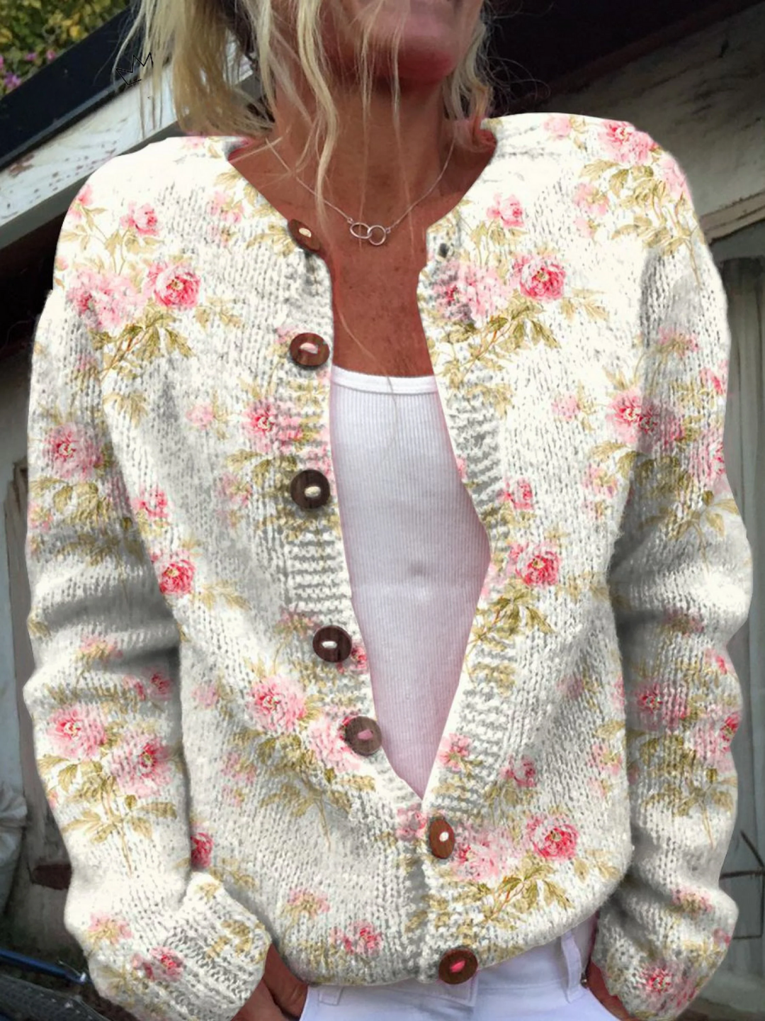 Women’s Floral Print Button Front Cardigan