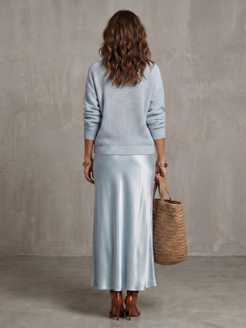 Women’s Knit Two-Piece Bias-Cut Skirt Set