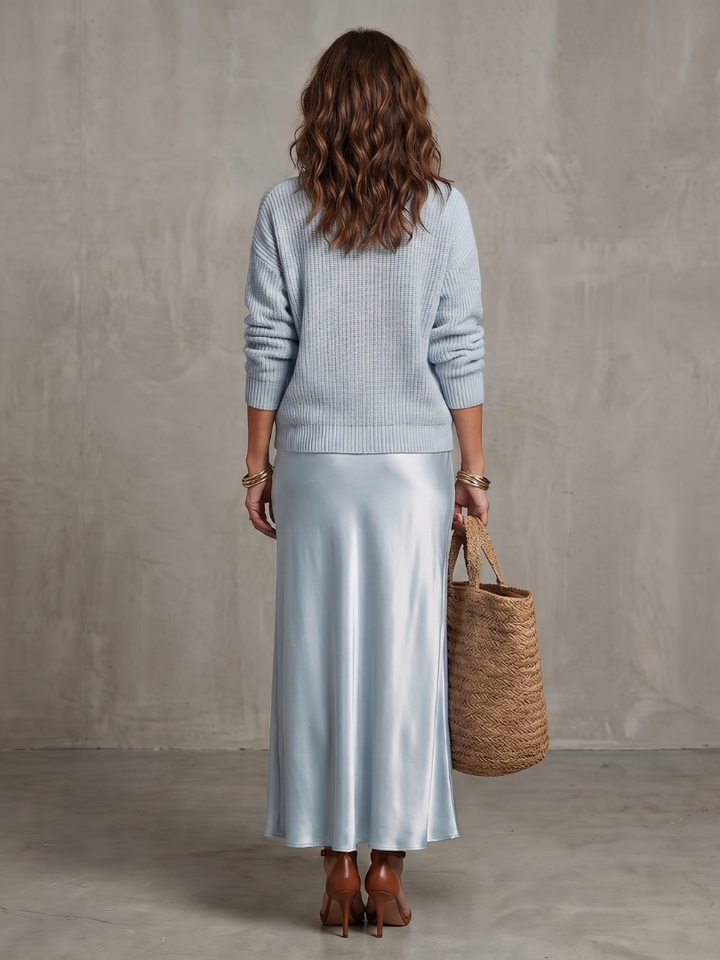 Women’s Knit Two-Piece Bias-Cut Skirt Set