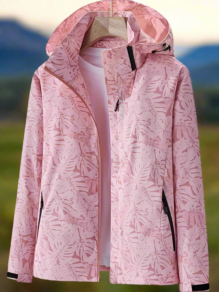 Women’s Leaf Print Lightweight Windbreaker Jacket