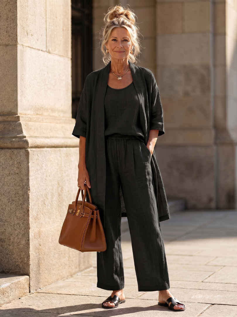Women’s Three-Piece Relaxed Fit Top And Pants Set