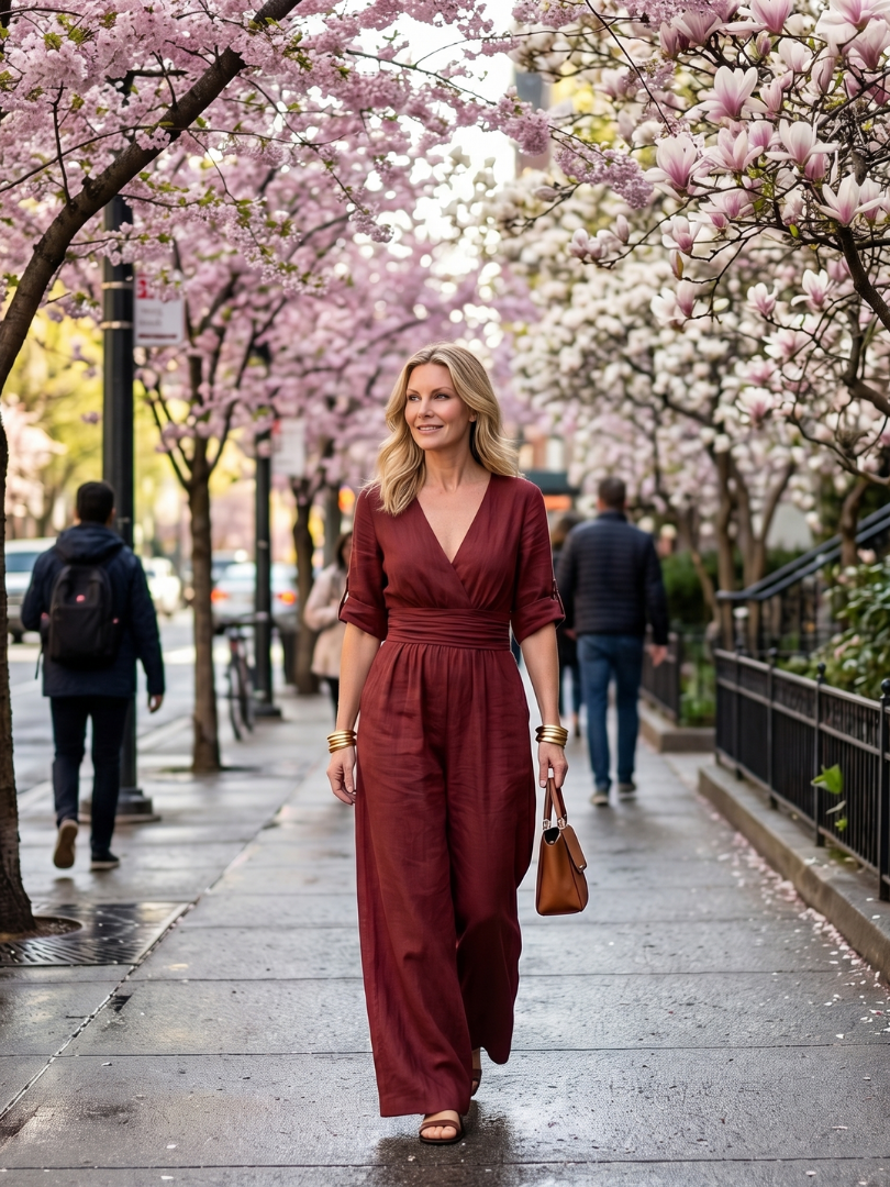 Women’s Cross Front Wide Leg Jumpsuit