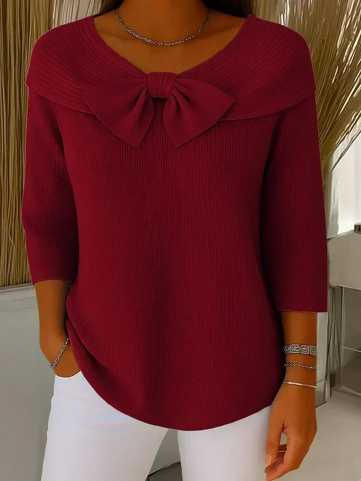 Women's Bow Detail Round Neck Knit Sweater