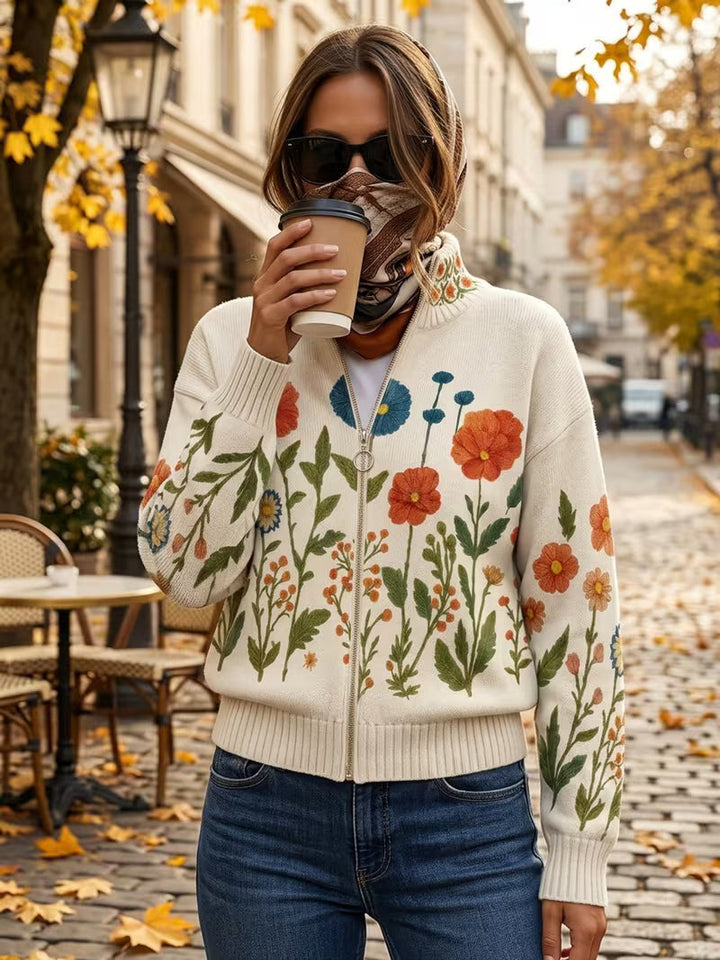 Women’s Floral Zip Up Cardigan