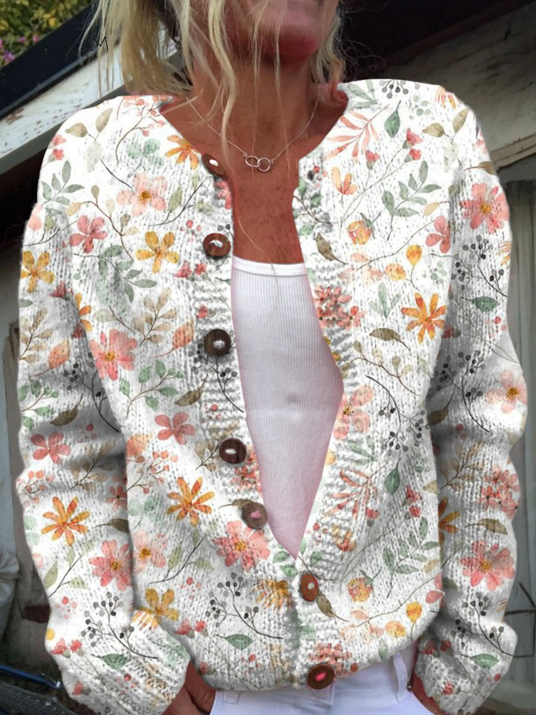 Women’s Ditsy Floral Print Button Front Cardigan