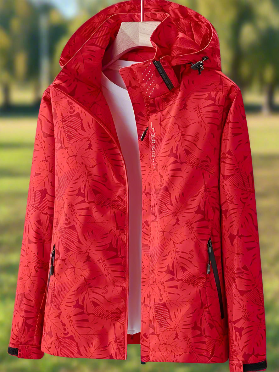 Women’s Leaf Print Lightweight Windbreaker Jacket