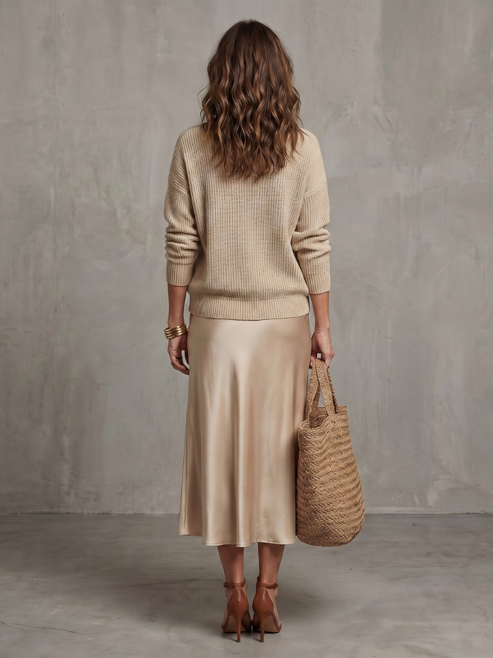 Women’s Knit Two-Piece Bias-Cut Skirt Set