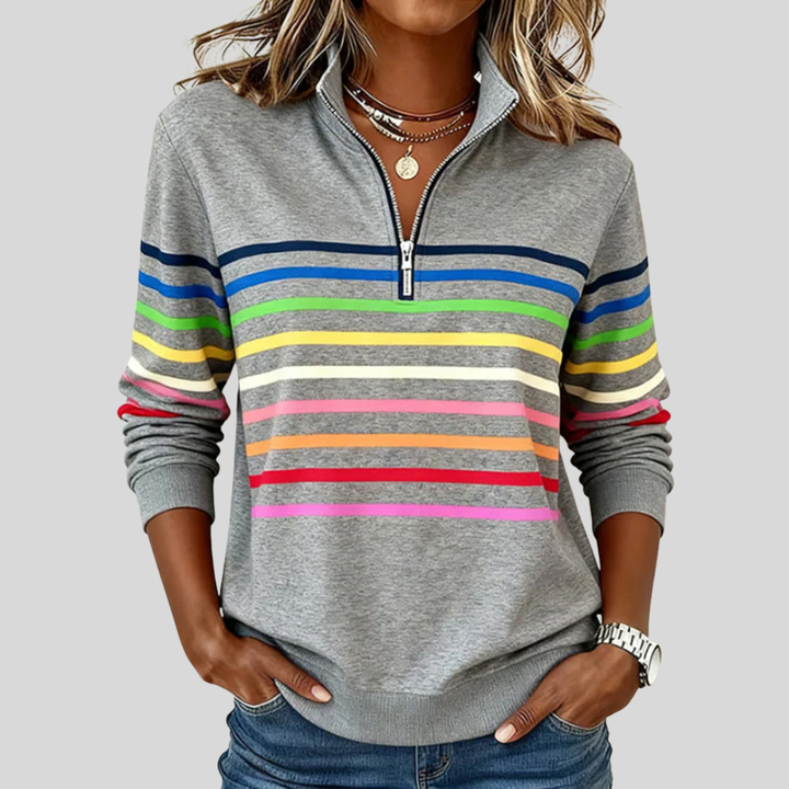 Women’s Striped Quarter-Zip Sweatshirt