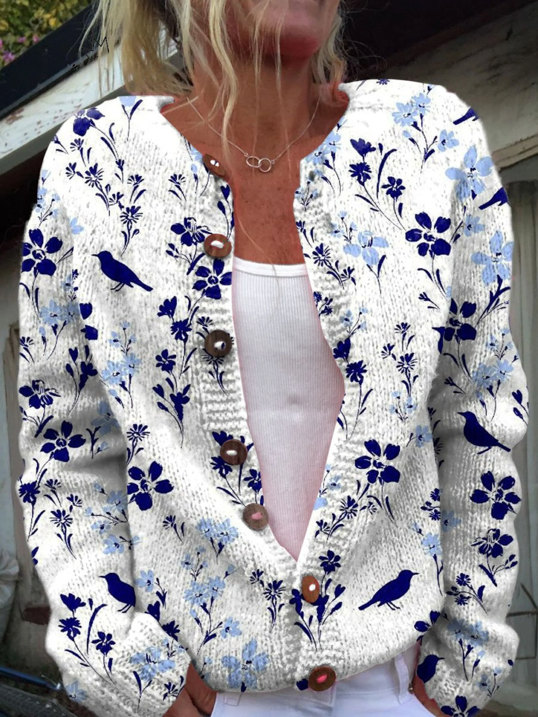 Women’s Vintage Floral Print Button Front Cardigan