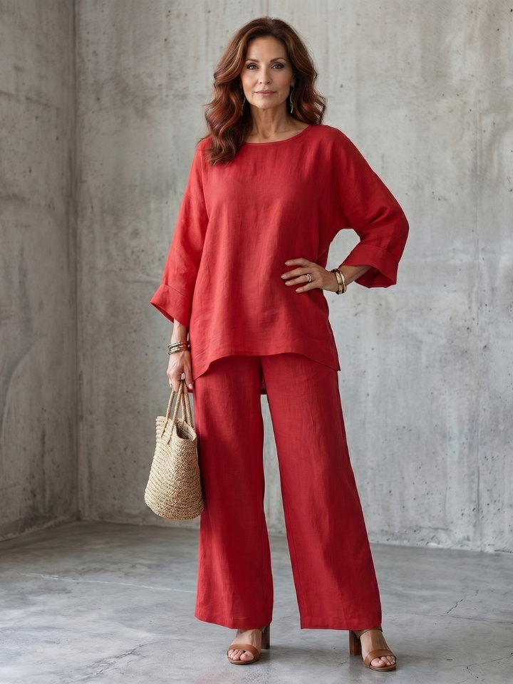 Women’s Oversized Two Piece Tunic And Wide Leg Pants Set