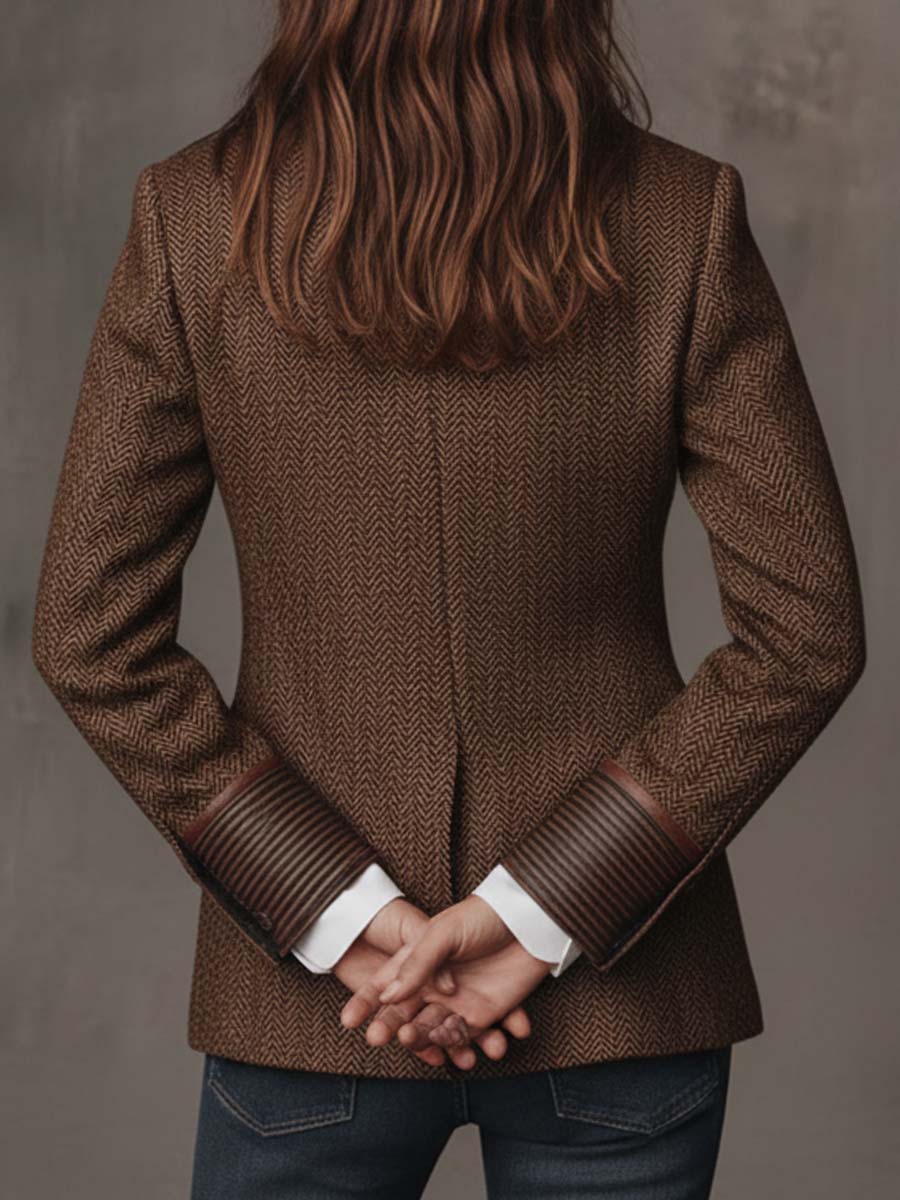 Women’s Tailored Herringbone Paneled Blazer