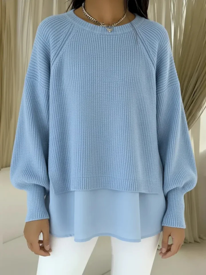 Women's Layered-Look Collared Pullover Sweater