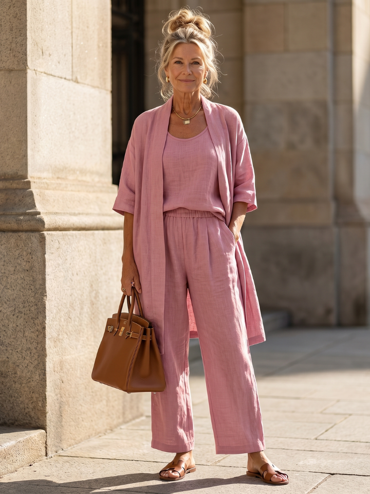 Women’s Three-Piece Relaxed Fit Top And Pants Set