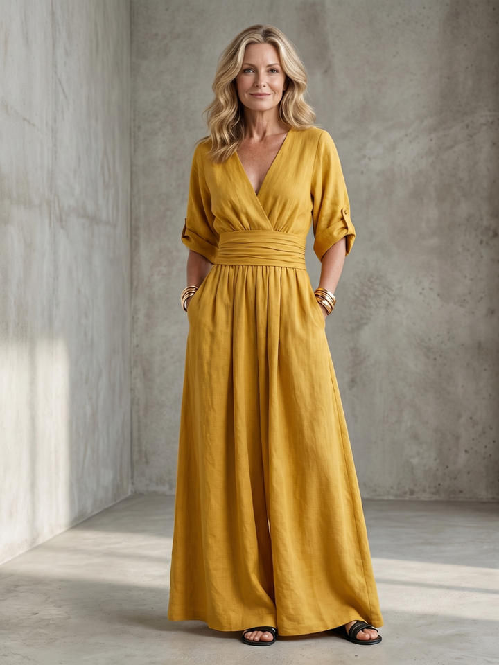 Women’s Cross Front Wide Leg Jumpsuit