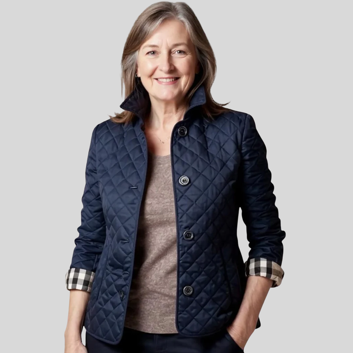 Women’s Casual Quilted Jacket With Turn-Down Collar
