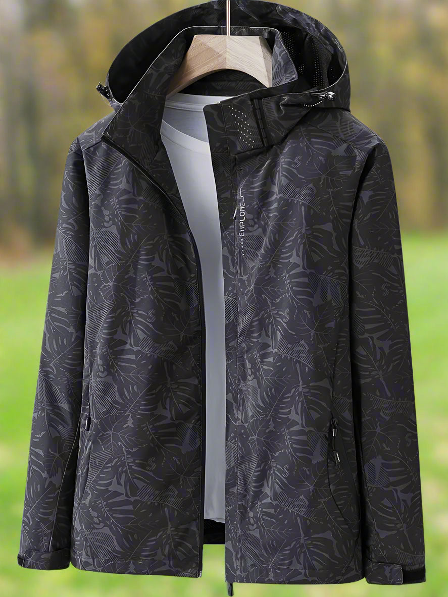 Women’s Leaf Print Lightweight Windbreaker Jacket