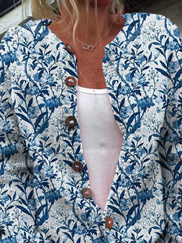 Women’s Floral Print Button Up Cardigan