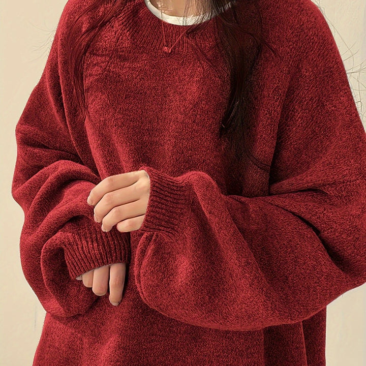 Women’s Casual Split Hem Long Sleeve Pullover Sweater