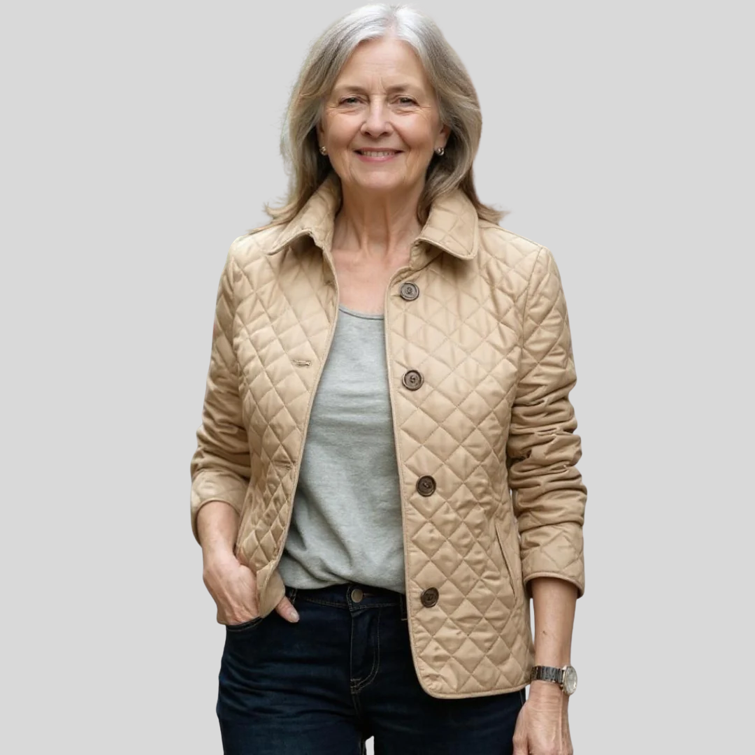 Women’s Casual Quilted Jacket With Turn-Down Collar