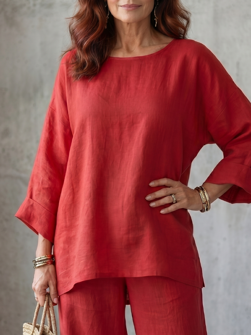 Women’s Oversized Two Piece Tunic And Wide Leg Pants Set