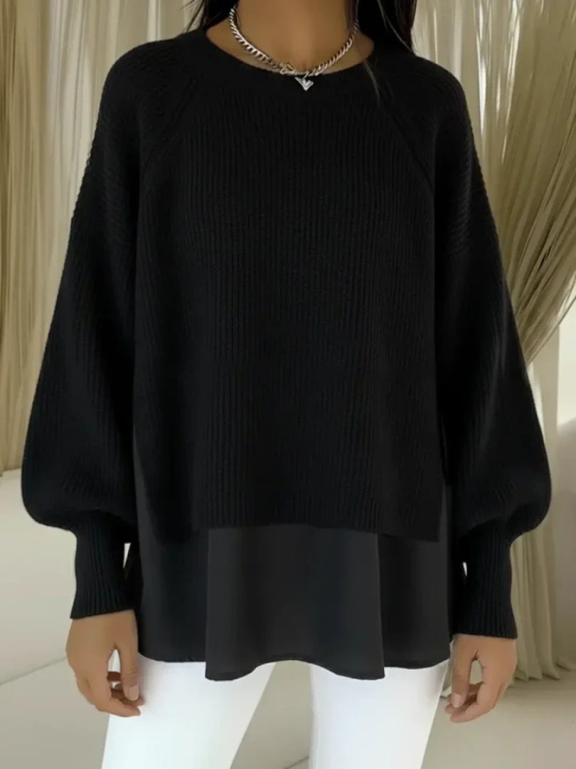 Women's Layered-Look Collared Pullover Sweater