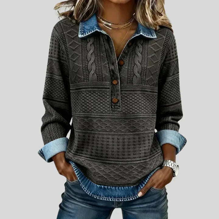 Women’s Vintage Cable Knit Collared Sweater