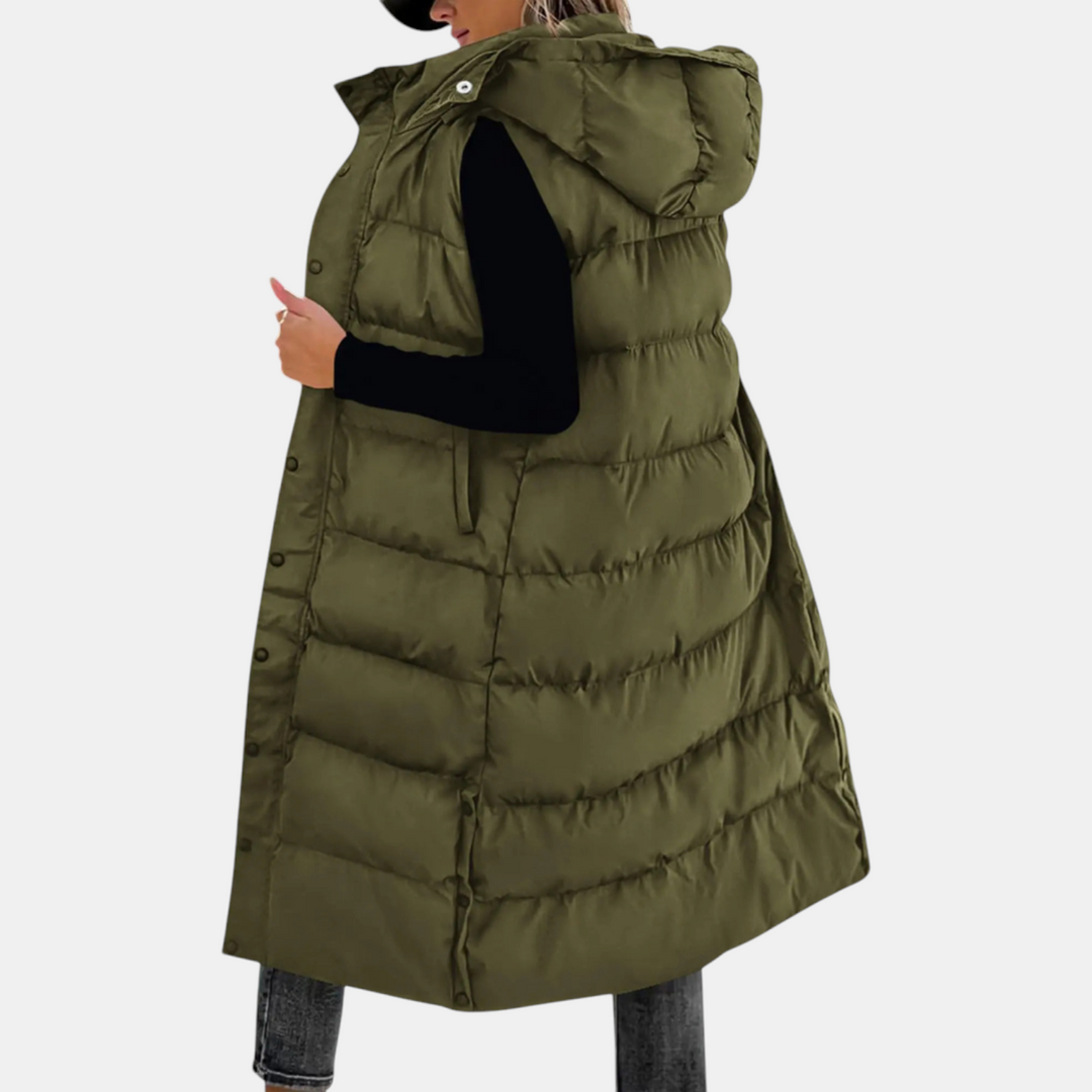 Women’s Quilted Hooded Longline Puffer Vest