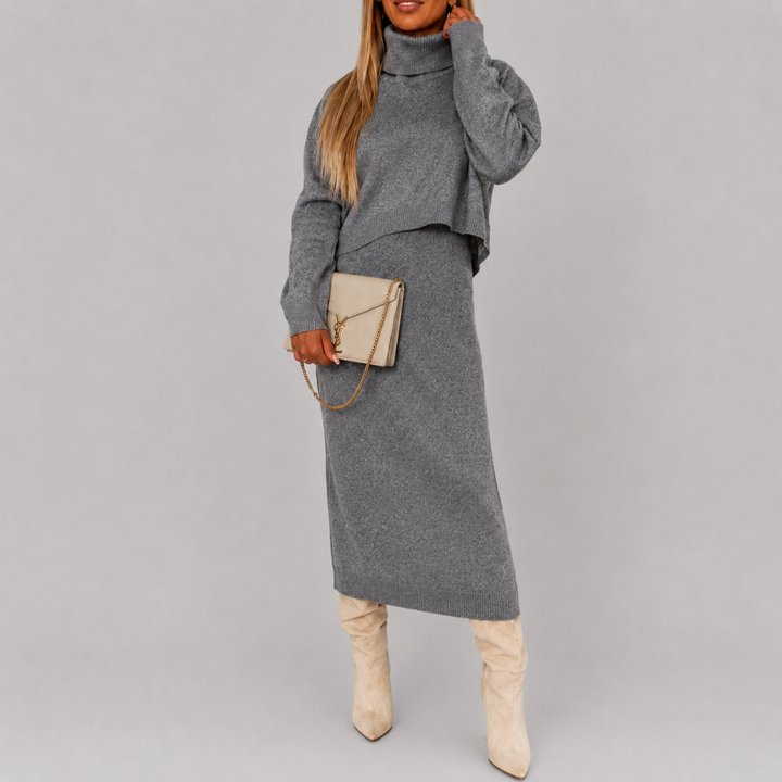 Women’s Knit Two Piece Sweater And Dress Set