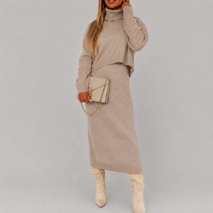 Women’s Knit Two Piece Sweater And Dress Set