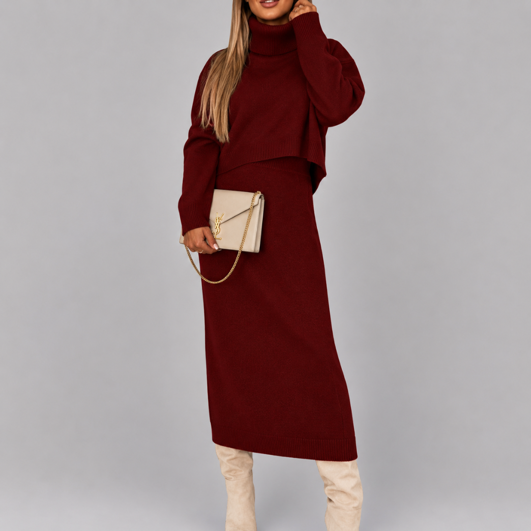 Women’s Knit Two Piece Sweater And Dress Set