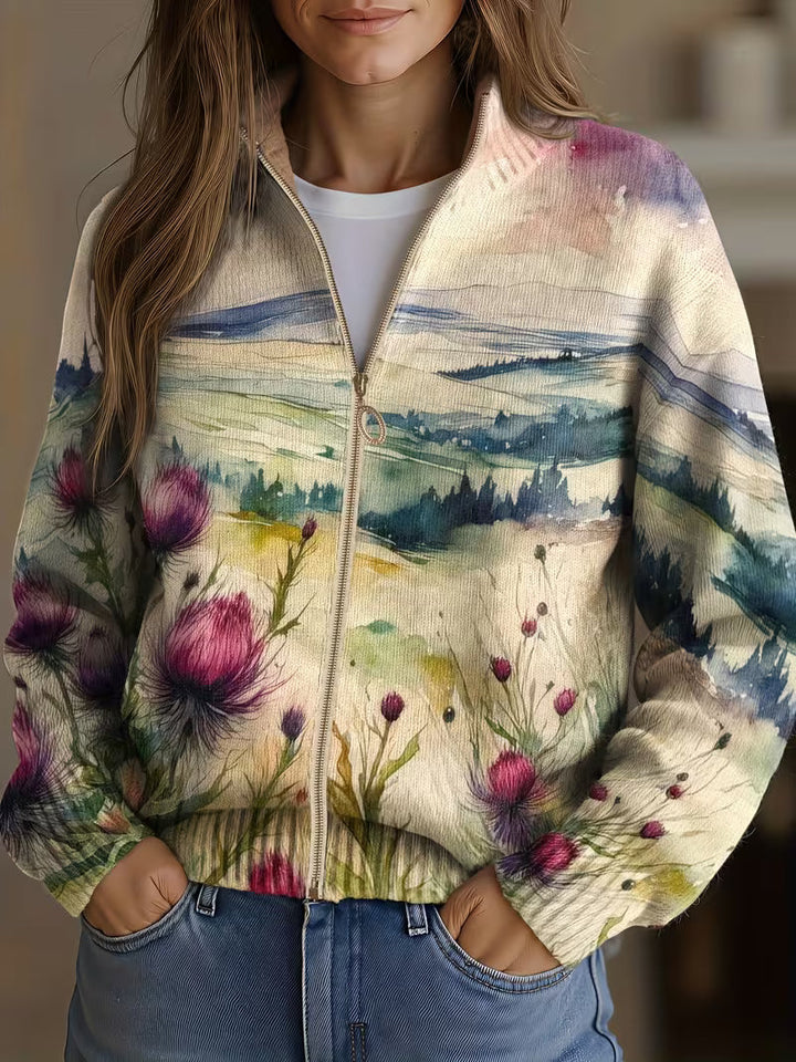 Women’s Artistic Zip Up Cardigan Sweater