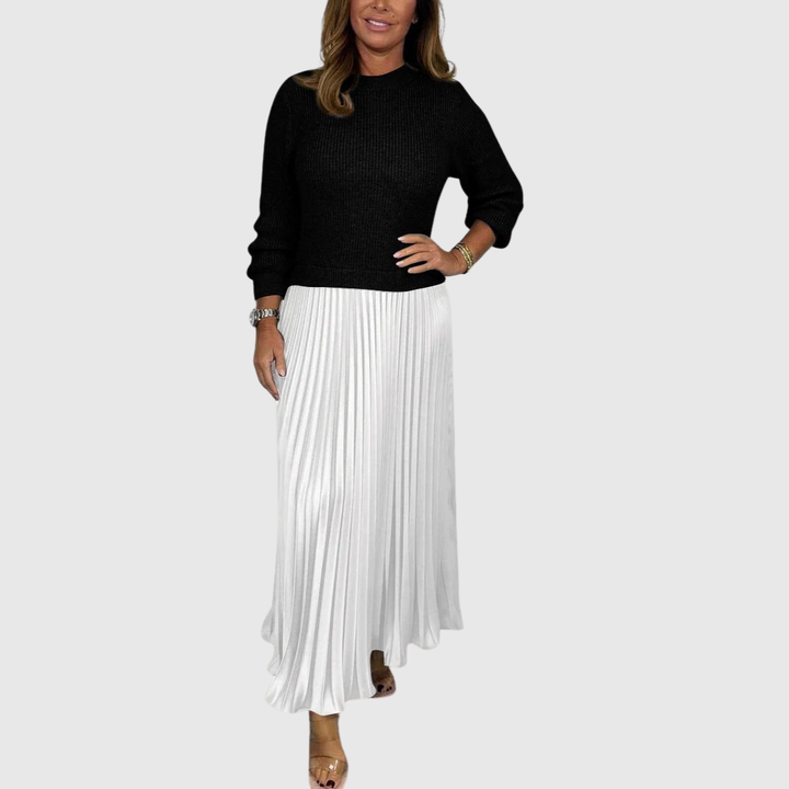 Women’s Two Piece Pleated Maxi Dress And Sweater Set